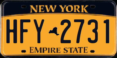NY license plate HFY2731