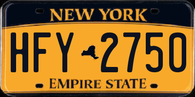 NY license plate HFY2750