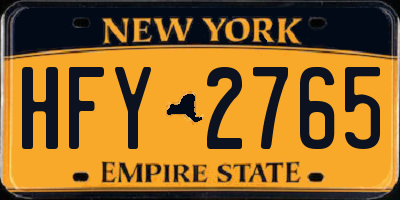 NY license plate HFY2765