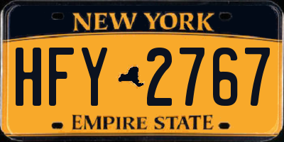 NY license plate HFY2767