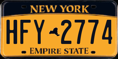 NY license plate HFY2774