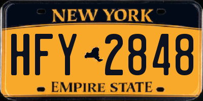 NY license plate HFY2848