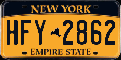 NY license plate HFY2862
