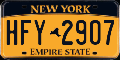 NY license plate HFY2907