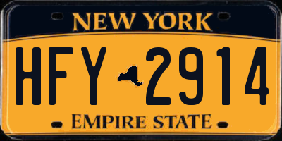 NY license plate HFY2914