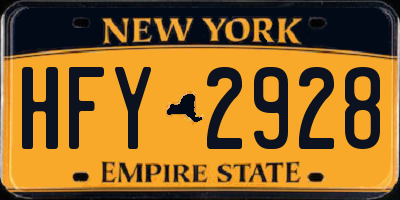 NY license plate HFY2928