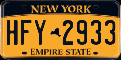 NY license plate HFY2933
