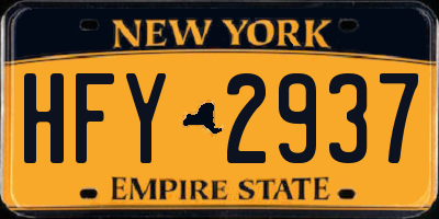 NY license plate HFY2937