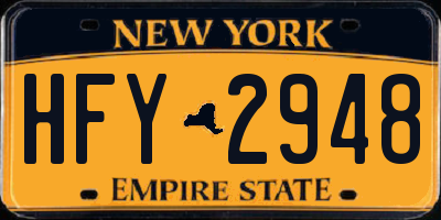 NY license plate HFY2948
