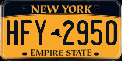 NY license plate HFY2950
