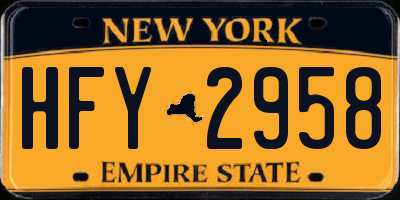 NY license plate HFY2958