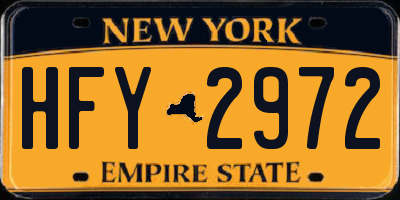 NY license plate HFY2972