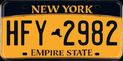 NY license plate HFY2982