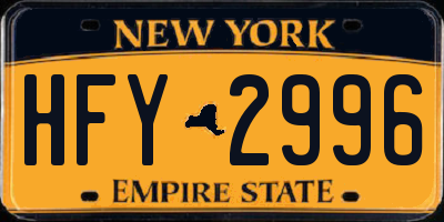 NY license plate HFY2996