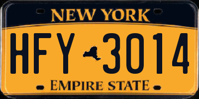NY license plate HFY3014