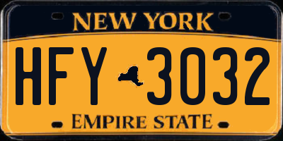 NY license plate HFY3032