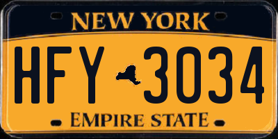 NY license plate HFY3034