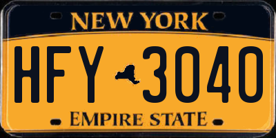 NY license plate HFY3040