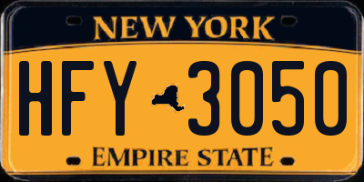 NY license plate HFY3050