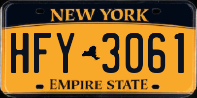 NY license plate HFY3061