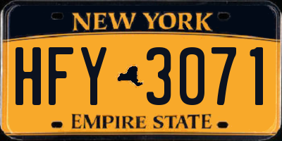 NY license plate HFY3071