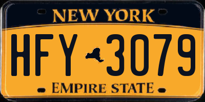 NY license plate HFY3079