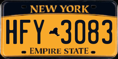 NY license plate HFY3083