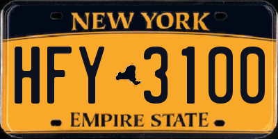 NY license plate HFY3100