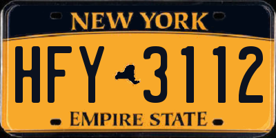 NY license plate HFY3112