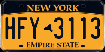 NY license plate HFY3113