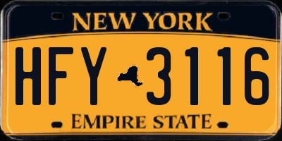 NY license plate HFY3116