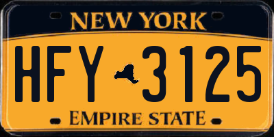 NY license plate HFY3125