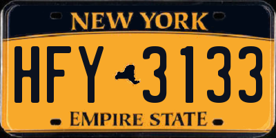 NY license plate HFY3133