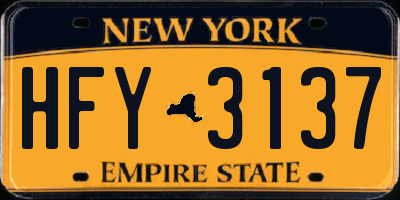 NY license plate HFY3137