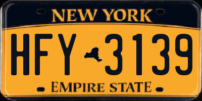 NY license plate HFY3139
