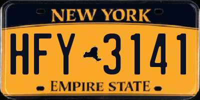 NY license plate HFY3141