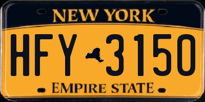 NY license plate HFY3150