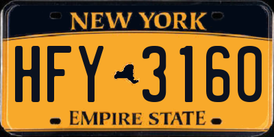 NY license plate HFY3160