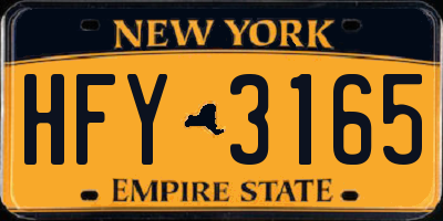 NY license plate HFY3165