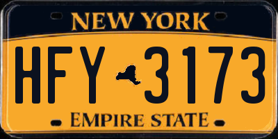 NY license plate HFY3173