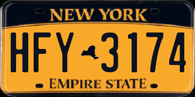 NY license plate HFY3174