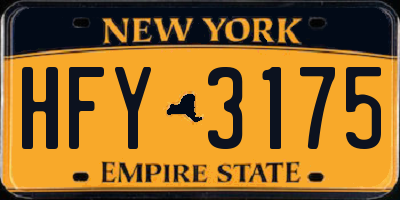 NY license plate HFY3175