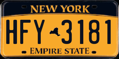 NY license plate HFY3181