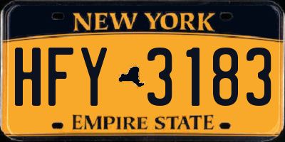 NY license plate HFY3183