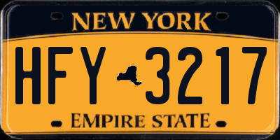 NY license plate HFY3217