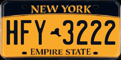 NY license plate HFY3222