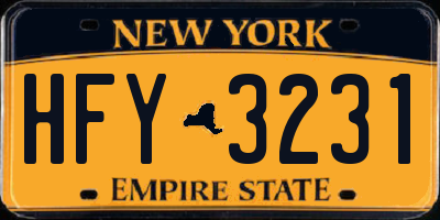 NY license plate HFY3231