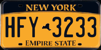 NY license plate HFY3233