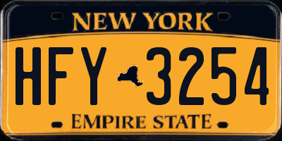 NY license plate HFY3254