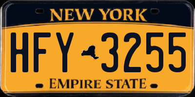 NY license plate HFY3255